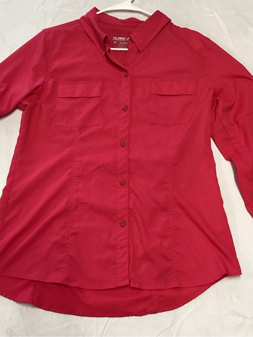 Reel Legends FUSCHIA PINK Button-Down DRY WEAVE. ROLL TAB SLEEVES